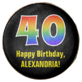 40th Birthday - Rainbow Spectrum Pattern Number 40 Chocolate Covered Oreo (Front)