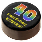 40th Birthday - Rainbow Spectrum Pattern Number 40 Chocolate Covered Oreo (Angled)