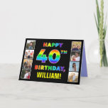 [ Thumbnail: 40th Birthday: Rainbow Text, Custom Photos & Name Card ]