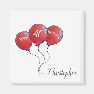 40th Birthday red balloon magnet