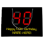 [ Thumbnail: 40th Birthday: Red Digital Clock Style "40" + Name Gift Bag ]