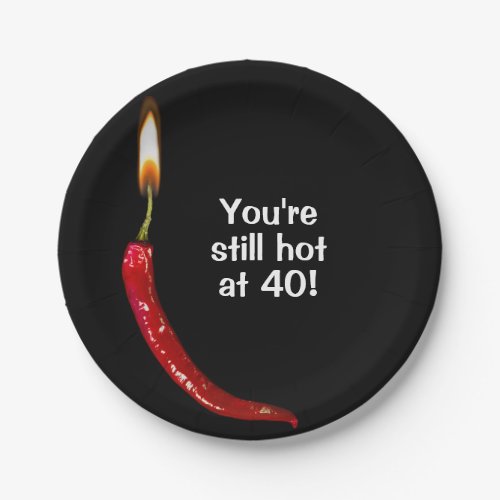 40th Birthday Red Hot Pepper Paper Plate