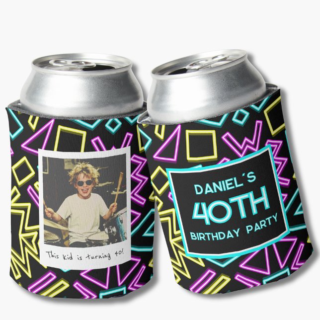 40th Birthday Retro 1990s Photo Can Cooler (Creator Uploaded)