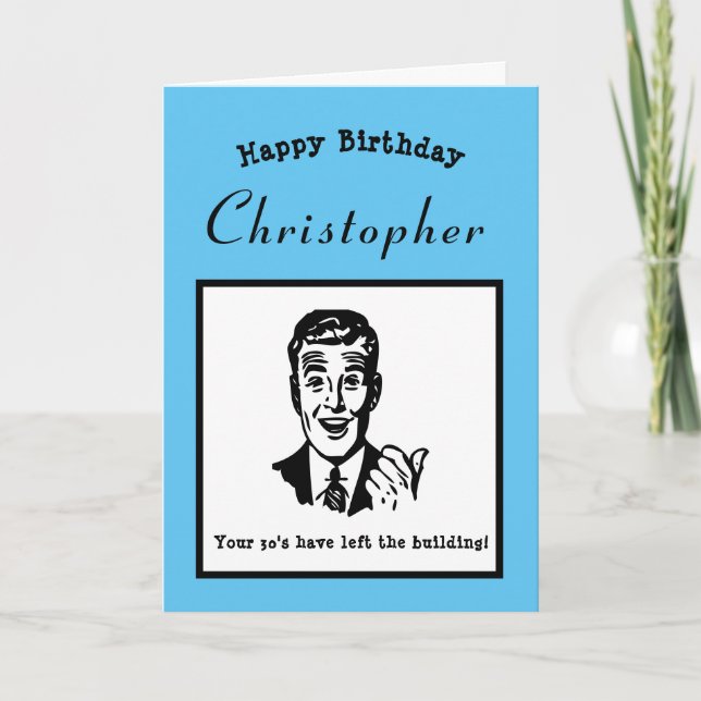 40th Birthday Retro Cartoon Funny Personalized Card (Front)
