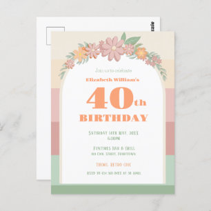 40th birthday retro Invitation Postcard