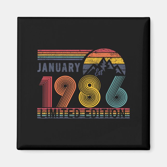 40th Birthday Retro Shirt,1986 Swea Gift January T Magnet (Front)