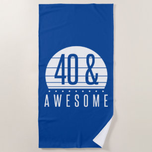 40th Birthday Retro Sunset Beach Towel