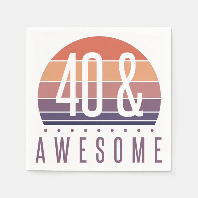 40th Birthday Retro Sunset Napkins (Front)