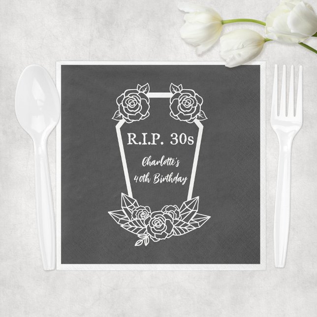 40th Birthday Rip 30s Black Roses Coffin Party Napkins (40th Birthday Rip 30s Black Roses Coffin Party Napkins
)