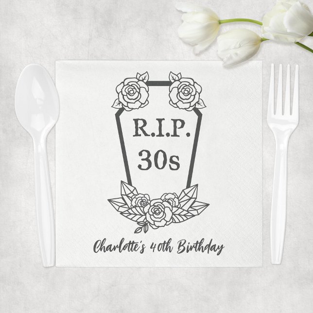 40th Birthday Rip 30s Coffin Roses Party Napkins (40th Birthday Rip 30s Coffin Roses Party Napkins
)