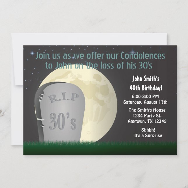40th Birthday RIP 30s Invitation (Front)