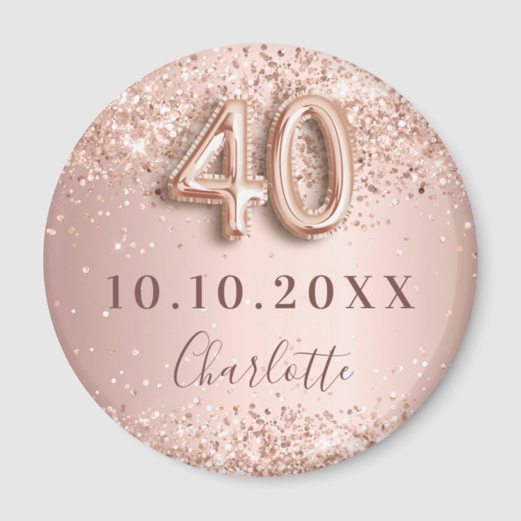 40th Birthday Rose Gold Blush Save The Date Magnet | Zazzle