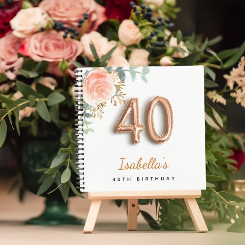 40th birthday rose gold eucalyptus guest book