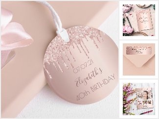 40th Birthday - rose gold glitter drip