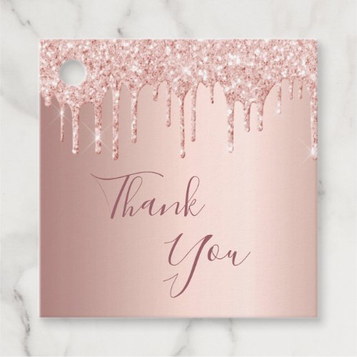 40th Birthday rose gold glitter drips thank you Favor Tags