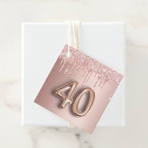 40th Birthday rose gold glitter thank you balloon Favor Tags