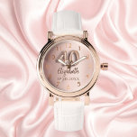 40th Birthday rose gold name Watch<br><div class="desc">A gift for a 40th birthday. A rose gold gradient background color.   Add a name,  date</div>