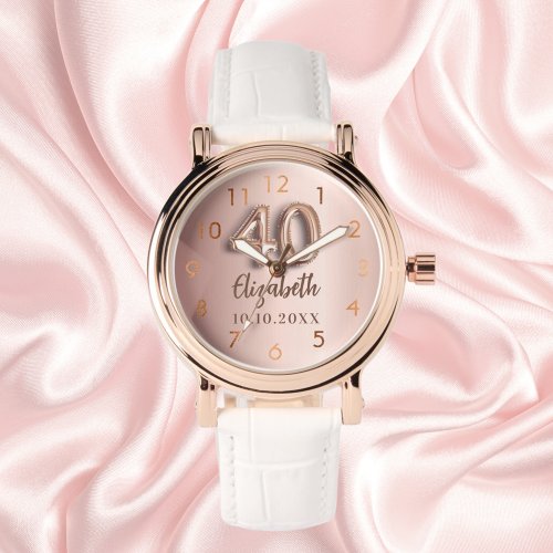 40th Birthday rose gold name Watch