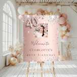 40th birthday rose gold photo silver glitter foam board<br><div class="desc">A welcome board for a girly and glamorous 40th birthday party.  A rose gold faux metallic looking background decorated with faux silver glitter dust.   Personalize and add a photo and name.  Number 40 is written with a balloon style font.
Back: no design</div>