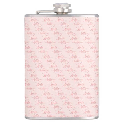 40th birthday rose gold pink hello forty text flask