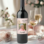 40th Birthday rose gold pink photo Wine Label<br><div class="desc">A rose gold,  blush pink background decorated. Personalize and add a date,  name and a photo.  Age number written with a balloon style font.</div>