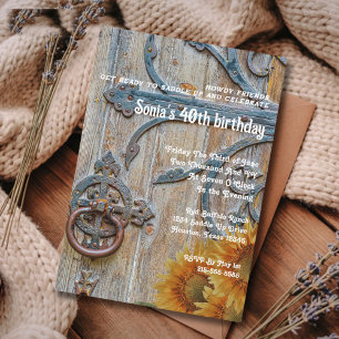 40th Birthday Rustic Barn Door Western  Invitation