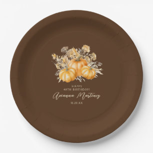 40th Birthday Rustic Boho Pumpkin Fall Custom Paper Plates