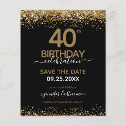 40th Birthday Save the Date Budget Invitation | Zazzle