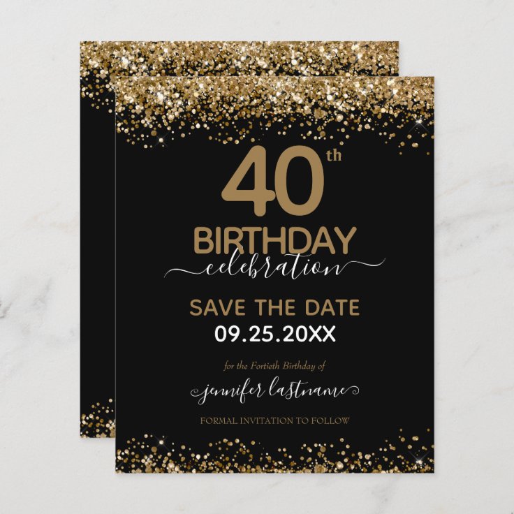 40th Birthday Save the Date Budget Invitation | Zazzle