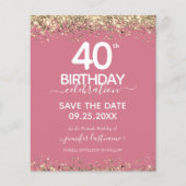 40th Birthday Save the Date Budget Invitation (Front)