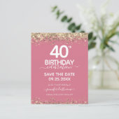 40th Birthday Save the Date Budget Invitation (Standing Front)