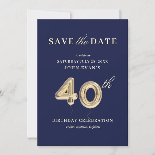 40th Birthday Save the Date Invitation