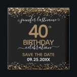 40th Birthday Save the Date Magnet<br><div class="desc">Elegant Faux gold glitter with shimmering confetti highlights on the top and bottom border. All text is adjustable and easy to change for your own party needs. Great elegant 40th birthday template design. Save the date magnet reminder.</div>