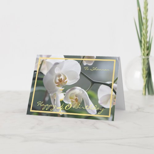 40th Birthday Shannon Orchids Elegant Gold Frame Card