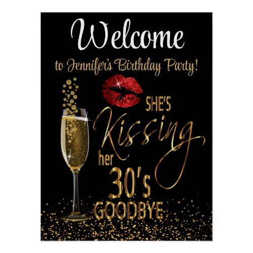 40th Birthday _ Shes Kissing her 30s Goodbye Poster