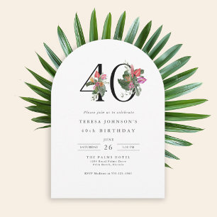 40th Birthday Simple Elegant Tropical Invitation