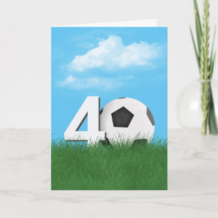 40th Birthday Soccer Ball In Green Grass Card