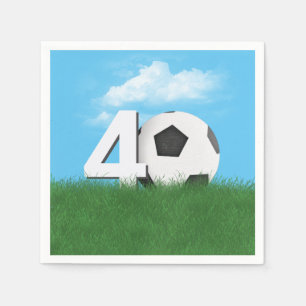 40th Birthday Soccer Ball In Green Grass Napkins