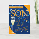 40th Birthday Son - Champagne Glass Card<br><div class="desc">40th Birthday Son - Champagne Glass</div>