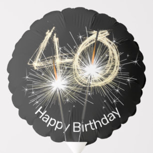 40th Birthday Sparklers on Black   Balloon