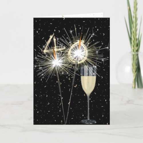 40th Birthday Sparklers With Wine  Card