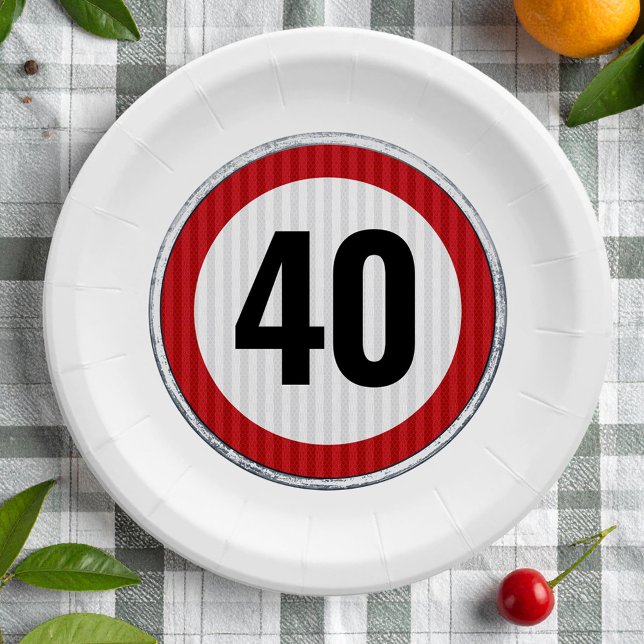 40th Birthday Speed Limit Sign - ANY AGE Paper Plates (Creator Uploaded)