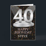40th Birthday Spotlights Add A Name Card<br><div class="desc">Make a 40th birthday card extra special by adding a name. The number 40 on a plinth with spotlights shining to light it up!</div>