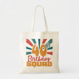 40th Birthday Squad Vintage Retro Funny 40 Year Tote Bag