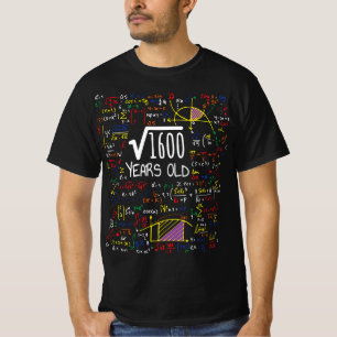 40th Birthday Square Root Of 1600 40 Years Old Mat T-Shirt