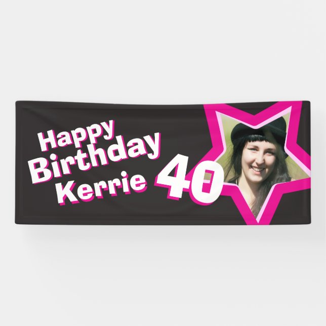 40th birthday star custom photo banner (Horizontal)