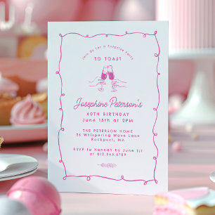 40th Birthday Surprise Party Whimsical Doodle Invitation