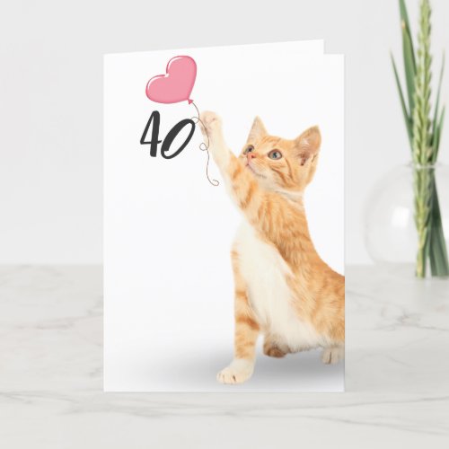 40th birthday tabby cat card