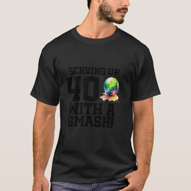40th Birthday Tennis 40 Years Old Tennis Player Bi T-Shirt (Front)