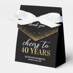 40th Birthday Thank You Black Gold Favor Box